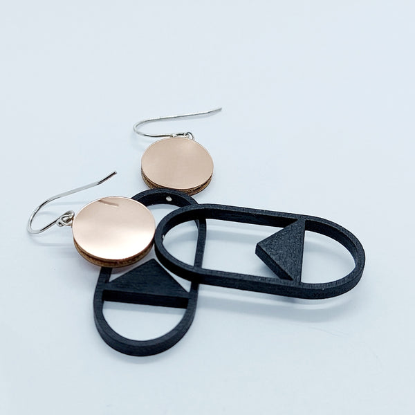 Delta Drop Earring - Black Metallic